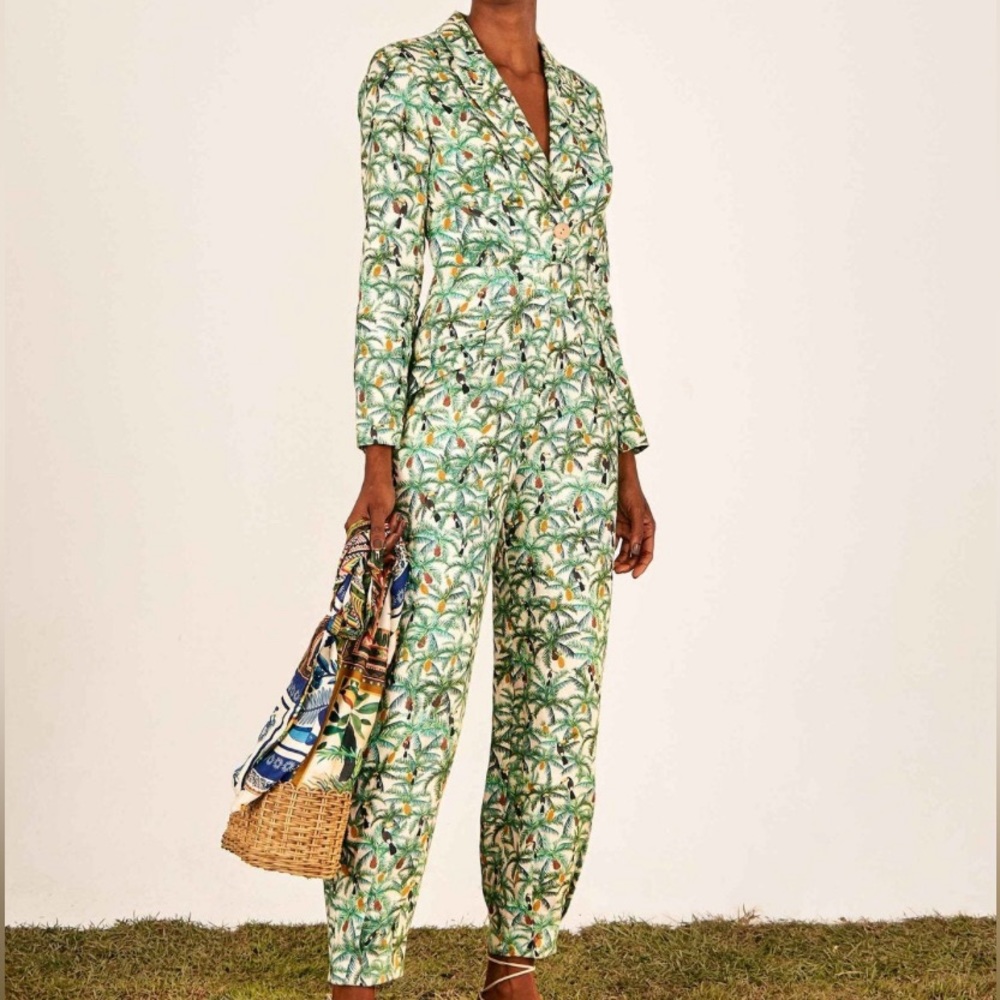 Farm Rio Mini Toucans Blazer Jumpsuit - Gem